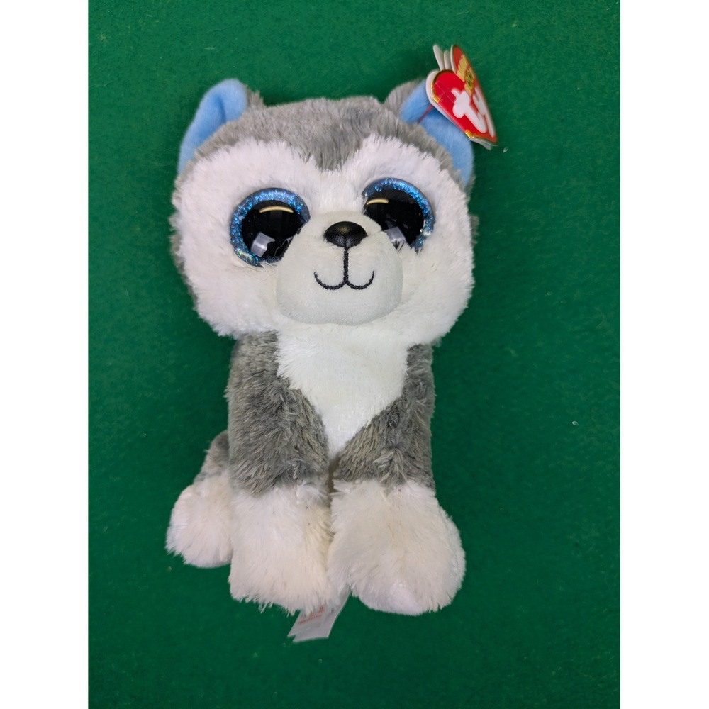 Ty Beanie Boos Slush Husky Gray White Blue Sled Dog Plush 6" 2018 36006‎ NWT